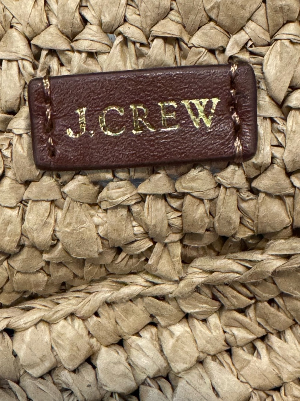 J. Crew Woven Straw Shoulder Bag with Brown Handle - Picture 5 of 6